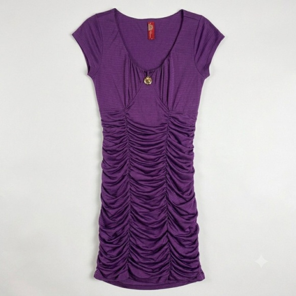 Apple Bottom Mini Dress‎ Womens Medium Purple Ruched Fairy Y2k Streetwear Whimsy